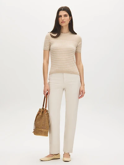 Striped Ribbed Crew Neck Sweater