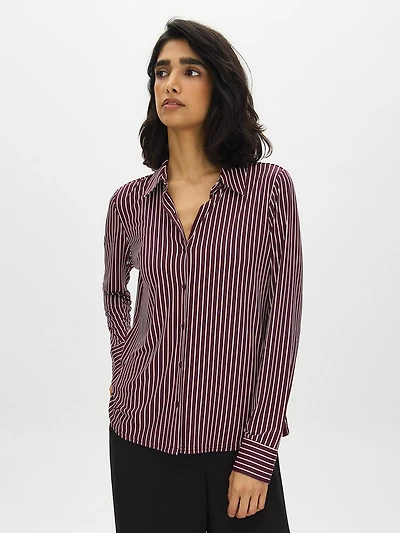 Striped Button-Up Blouse