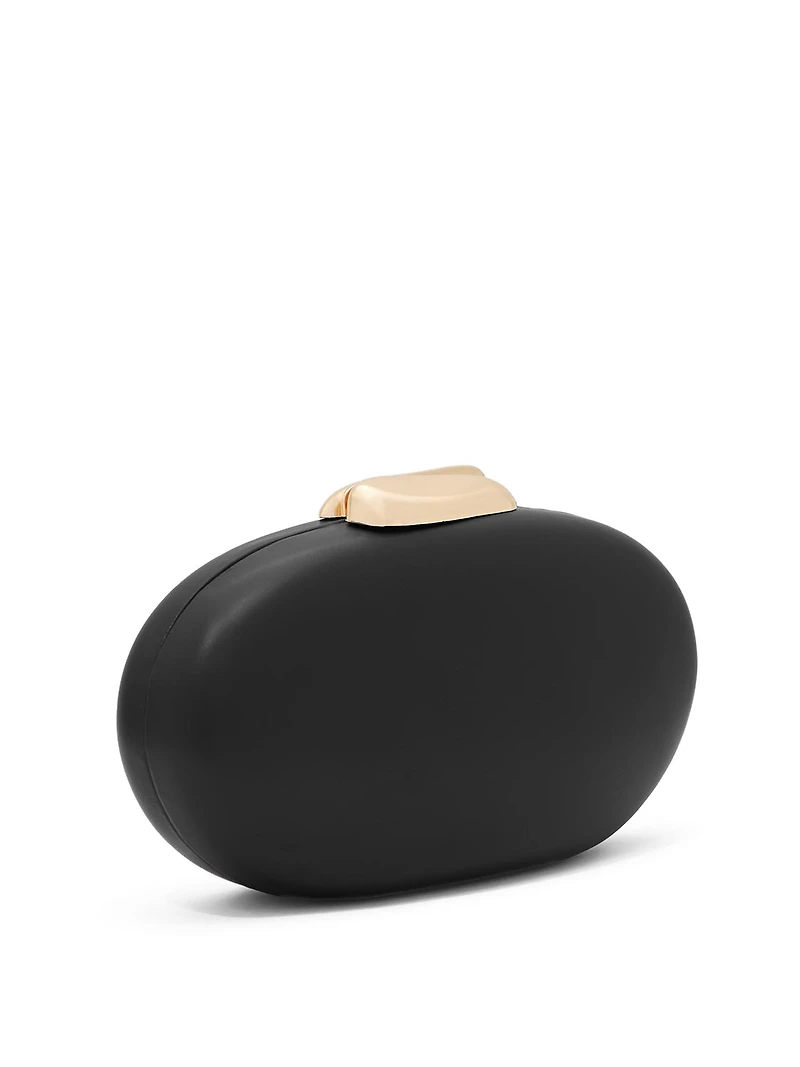 Faux Leather Clutch with Gold Clasp