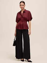 Pleated Satin-Like Top
