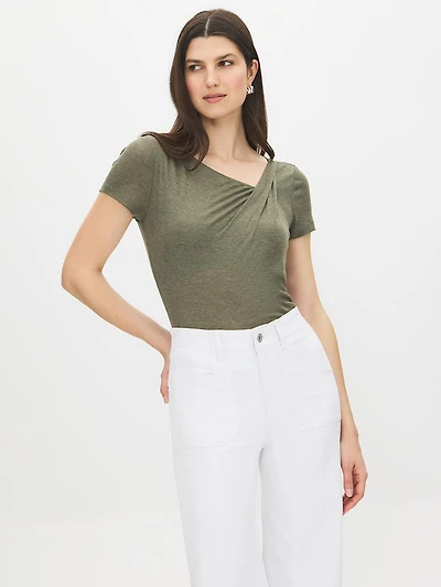 Haut chiné à encolure asymétrique