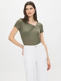Haut chiné à encolure asymétrique