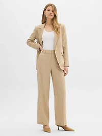 Wide-Leg Linen-Blend Pants