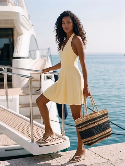 V-Neck Halter Mini Dress