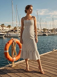 Striped Empire Waist Midi Dress