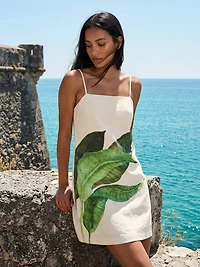 Mini-robe à imprimé de feuilles