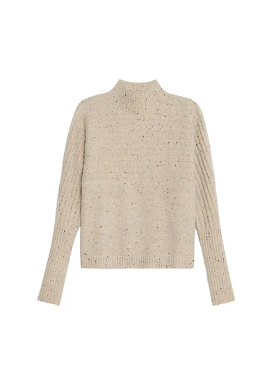 Mock Neck Dolman Sleeve Ribbed Sweater