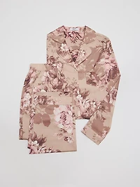 Floral Satin Button-Down Pajama Set