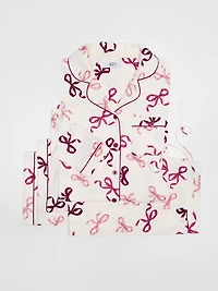 Bow Print Button-Down Pajama Set