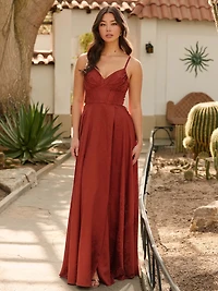 Jacquard Floral Evening Gown