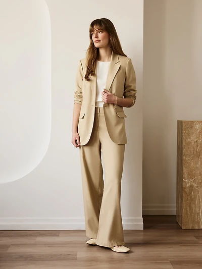 Wide-Leg Linen-Blend Pants