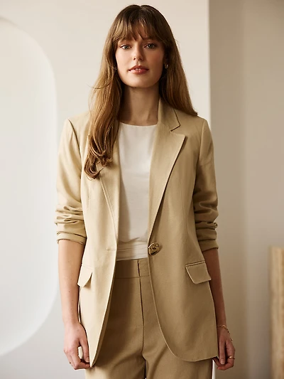 Linen-Blend Blazer