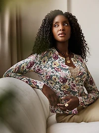 Cardigan en jersey fleuri