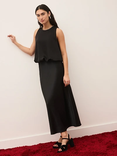 Jupe en satin coupée biais