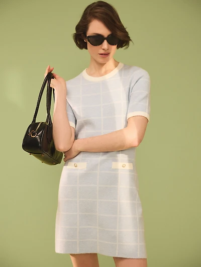 Plaid Mini Sweater Dress