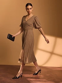 Polka Dot Chiffon Midi Dress