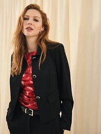 Cropped Twill Blazer