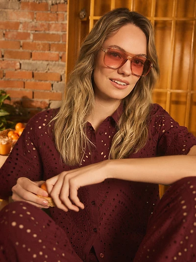 Cotton Eyelet Embroidered Blouse