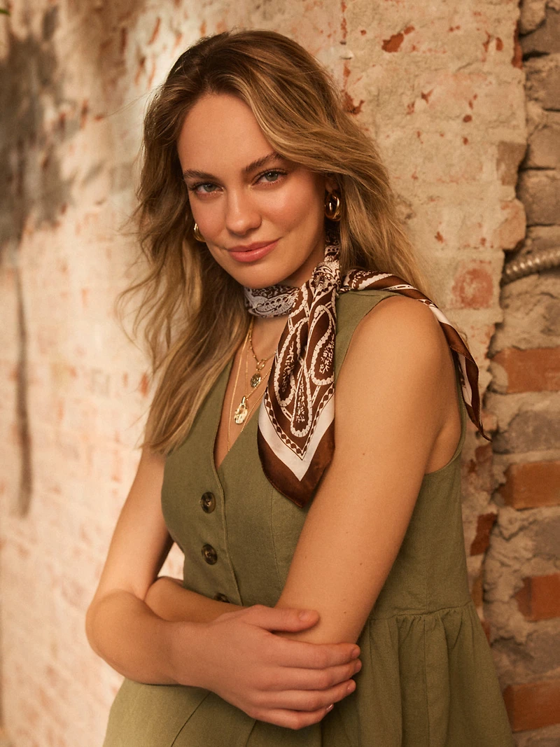 Paisley Print Silk-Like Scarf