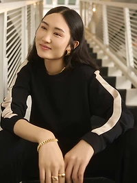 Contrast Stripe Cloud Fleece Sweatshirt