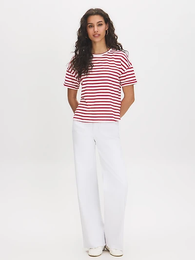 Striped Cotton Crew Neck Tee
