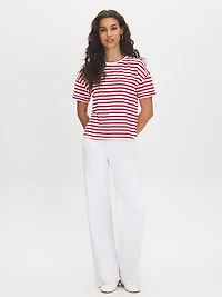 Striped Cotton Crew Neck Tee
