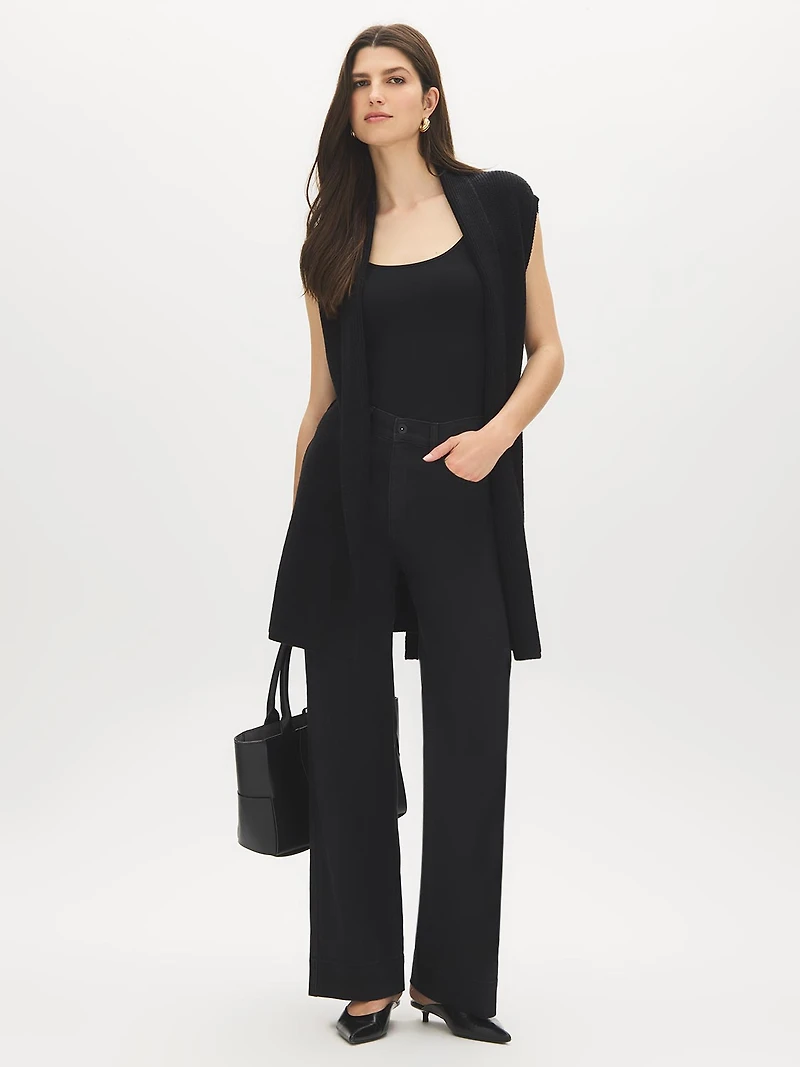 Sleeveless Ribbed Shawl Collar Vest