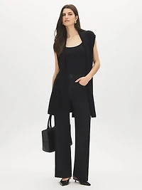 Sleeveless Ribbed Shawl Collar Vest