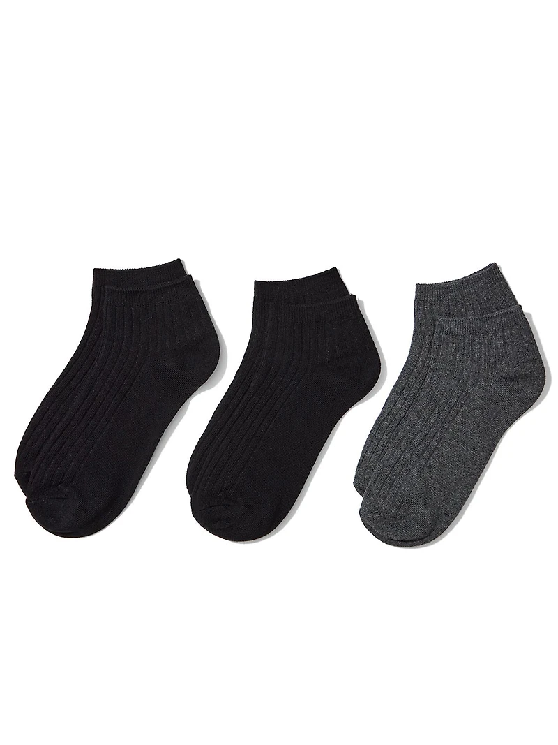 3-Pack Ribbed Ankle Socks
