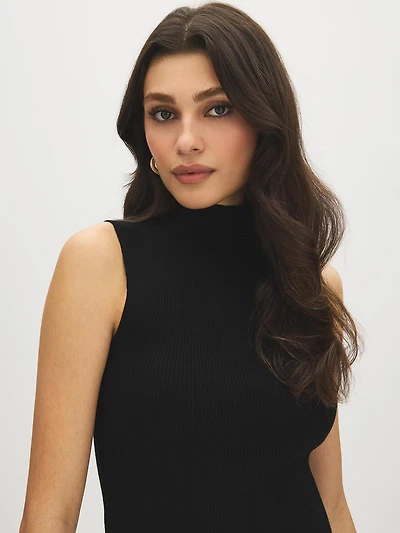 Sleeveless Funnel Neck Sweater