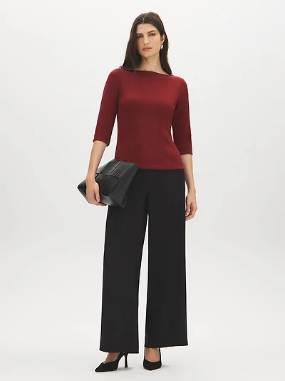 Cloud Fleece Boat Neck Fitted Top