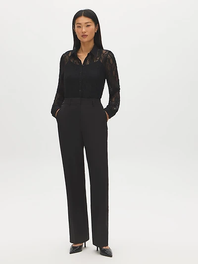 Straight-Leg Elastic Waist Pants