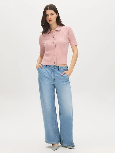 Cardigan en maille torsadée à manches courtes