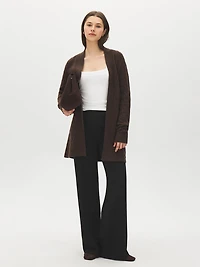 Long Cable Knit Open Cardigan