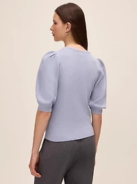 Double Bow Puff Sleeve Sweater