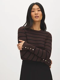Button Detail Striped Sweater