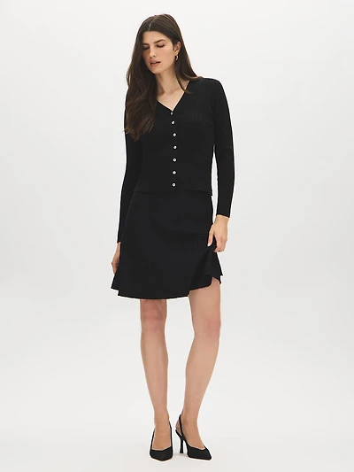 V-Neck Ribbed Cardigan
