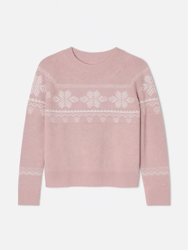 Fair Isle Mock Neck Chenille Sweater