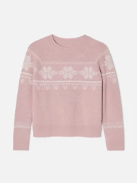 Fair Isle Mock Neck Chenille Sweater