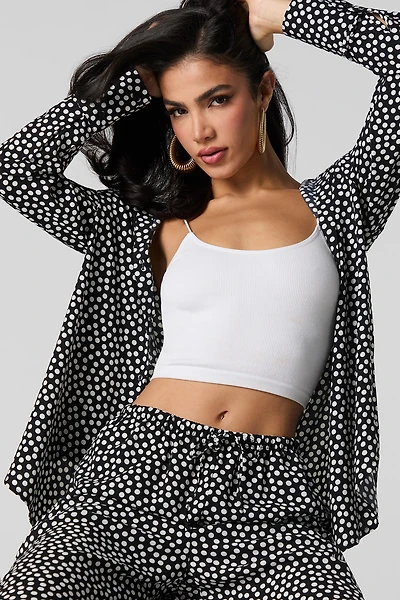 Printed Button-Up Top