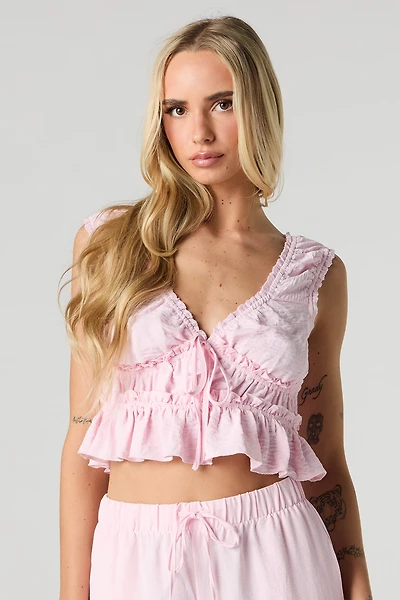 Débardeur de style nuisette en tissu bouillonné