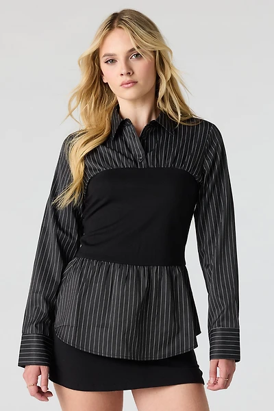 Contrast Button-Up Top