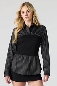 Contrast Button-Up Top