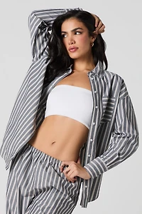 Poplin Button-Up Long Sleeve Top