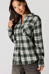 Haut boutonné en flanelle avec motif brodé