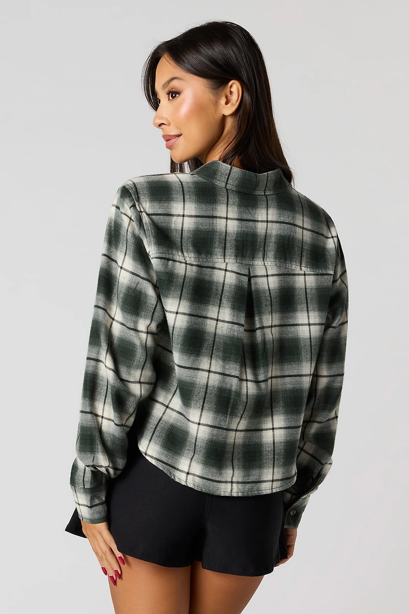 Haut court boutonné en flanelle