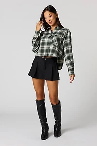 Haut court boutonné en flanelle