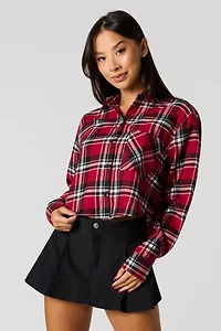 Haut court boutonné en flanelle