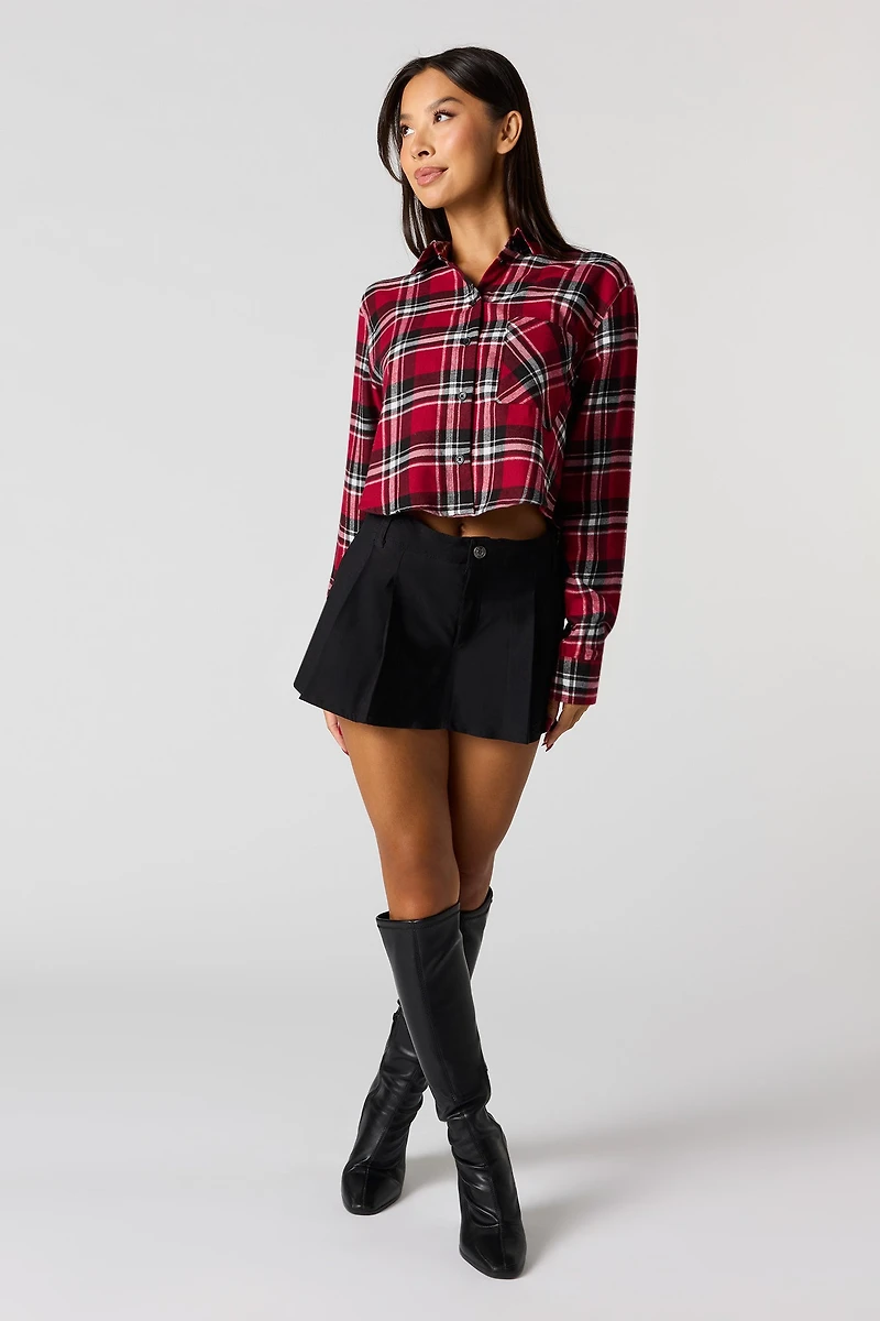 Haut court boutonné en flanelle