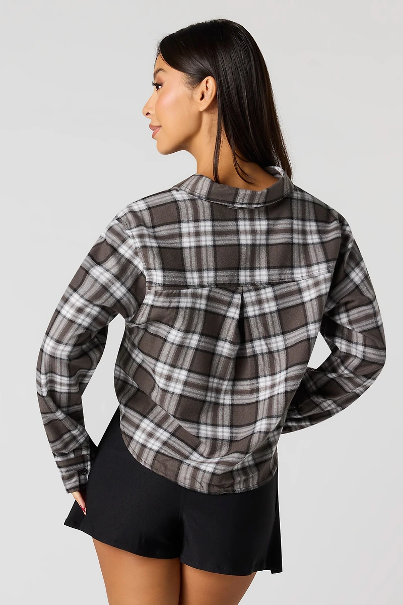 Haut court boutonné en flanelle